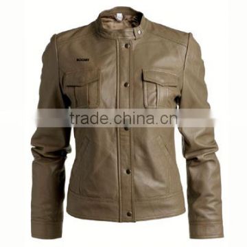 Washing Faded Lady Pu Leather Jackets