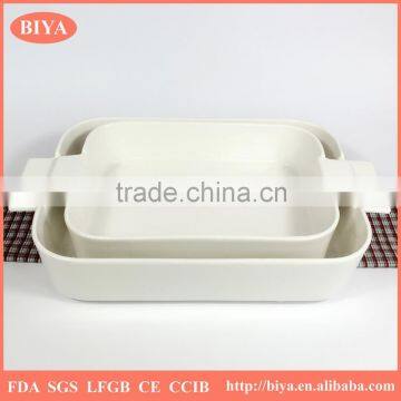 strengthen durable porcelain baking ceramic fry pan with special handle heating pan restaurant big size rectangular pan