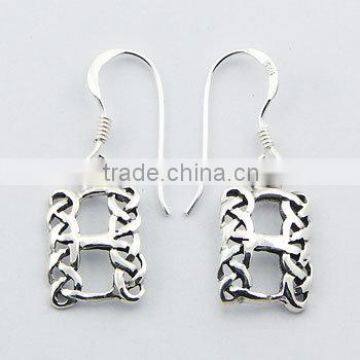 Celtic Knot Earrings 925 Silver Opework Rectangles