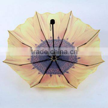 Unique Design Manual Open 3 Fold Sunflower Umbrella