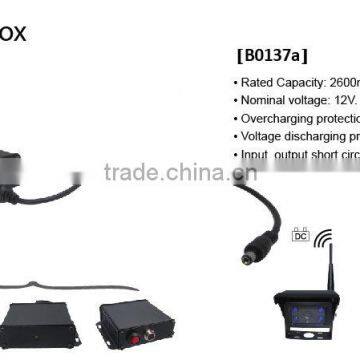 Waterproof Rechargeable 12V Power Supply Backup Battery For Wireless Rear View Monitor and Camera with Transformer