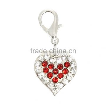 Vnistar wholesale cheap heart dog collar charm with clear and red stones fit jewelries TC-008