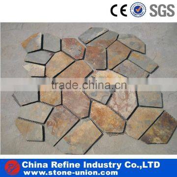 Outdoor garden slate paver on mesh