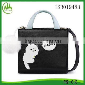 2015 New Products Elegant Black Animal Design Cat Picture Shoulder Bag