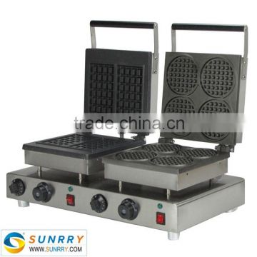 Commercial electric double head egg waffle maker for round waffle and rectangle waffle (SUNRRY SY-WM56C)