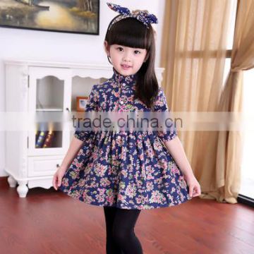 Wholesale China Style Girl printed Dress Sweet Child Casual Dress