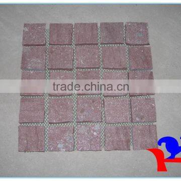 Red porphyry meshed paver