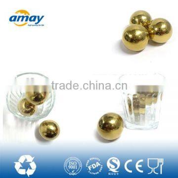 Round shape stainless steel ice cube / ice cube freezer / reusable stainless steel golden ice cube