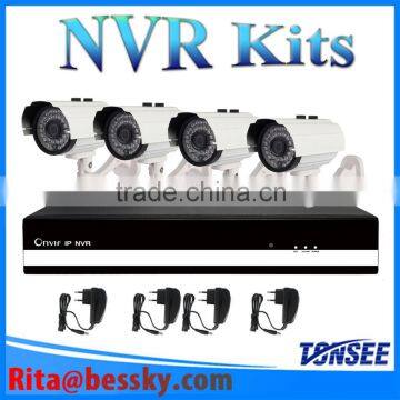 digital h.264 4 channel NVR kit 1MP ip CCTV Camera system CCTV Monitor