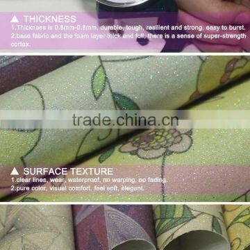 Glitter Leather Fabric for Furniture Decoration Wallpaper , China Wholesale A1531 photo-3