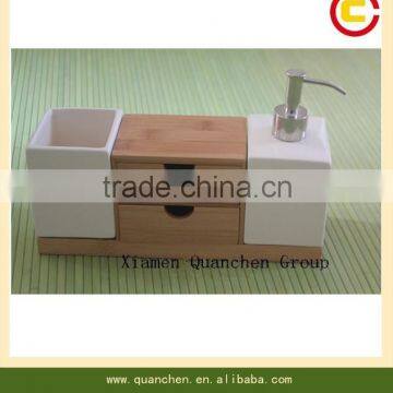 Complete bamboo vanity bath set