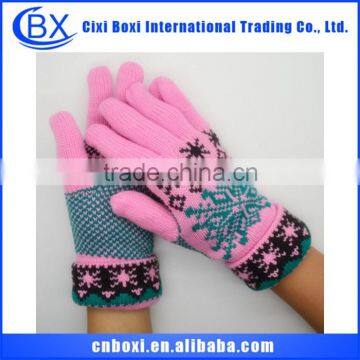 Snow jacquard 2014 multi-color warm winter gloves for cell phone