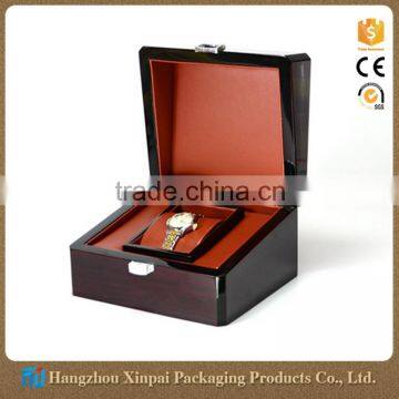 Custom Logo Printed Personalized Glossy Single Solid Wood Watch Box