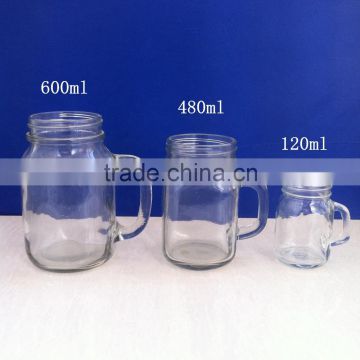 transparent handle glass jars with handle 120ml 480ml 600ml