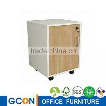 movable wood vertical one door file cabinet with wheels