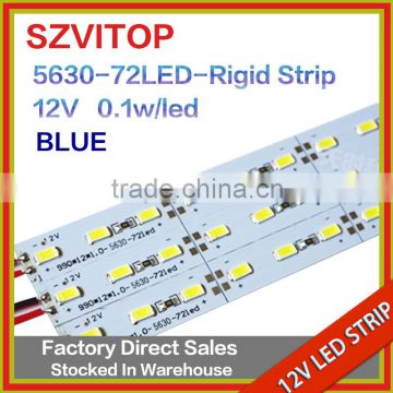 SV Dc 12V LED STRIP Super Bright 5630 72LEDs Rigid Strip Light BLUE LIGHT Non-waterproof 12mm Width PCB