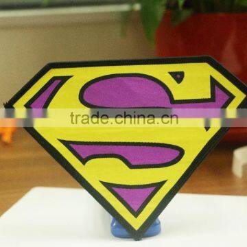 2016 Super man shape woven patch for colthing in wholesale