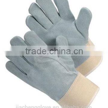 JS102CBWAC Cow Split Cotton Back Leather Glove,Safety Glove, leather working gloves