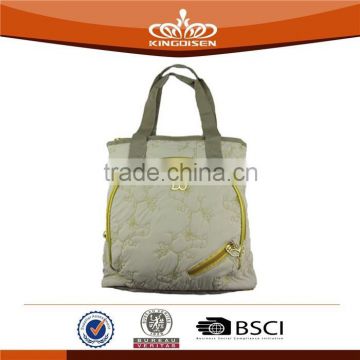 beige women pretty garment fabric hand bag