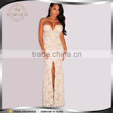 Hot Selling Elegant Split Backless Lace Evening Dress