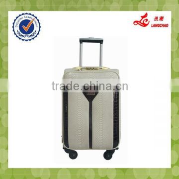 White Four Wheels PU Leather Sweet Travel Snake Leather Luggage