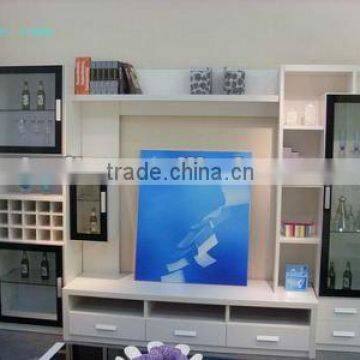 Modern white oak melamine wall units