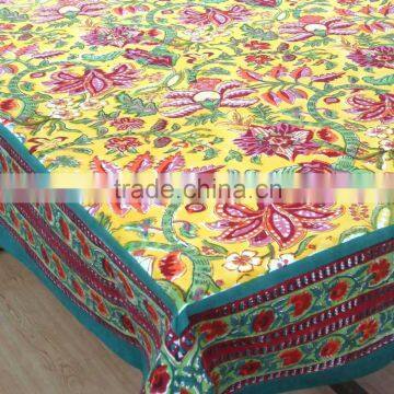 Square Size 150 x 150 Cms Hand Block Printed Anarkali Lime Tablecloths