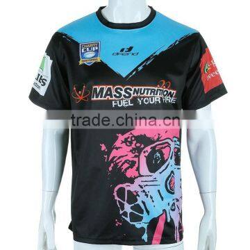 Wholesale custom polyester full sublimated dri fit running zip t shirt