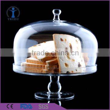 New design crystal solid glass cake dome cover with stand