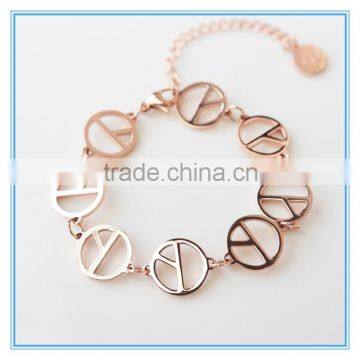 Anti-war Bracelets With Stainless Steel Peace Sign Connector