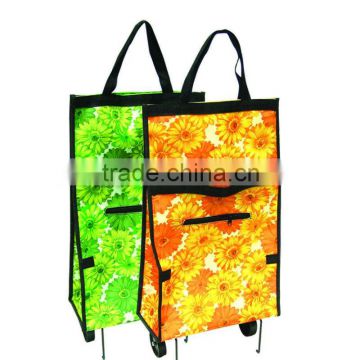 Folding wheeled shopping bag