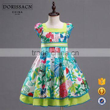 new style cap sleeve color dress kids children flower embroidered girls dress designs party wedding dresses