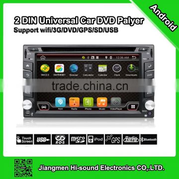 hisound 2016 good quality and cheap android 4.4.2 gps 2 din car dvd player with 3g / gps / wifi