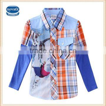 2-6Y (A5479D) Nova Hot sale design frozen boys shirts cotton high quality long sleeves anna baby boys shirts