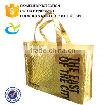 Whole sale promotional metallic laminated no woven bag