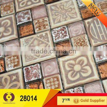 Cheap floor tiles italian marble prices ceramic glass marble mosaic (28014)