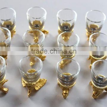 High Quality Twelve Animals Zodiac Gold-plated Wine Cup Set/wine glass set of 12