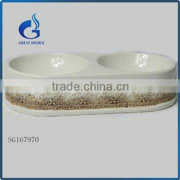 direct supplier ceramic double dinner pet feeder for dog and cat bowl