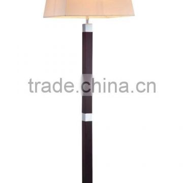 wholesale hotel handmade wooden floor lamp in dark red and metal chrome