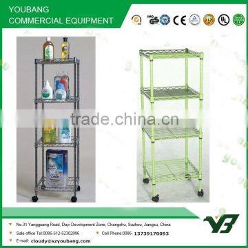 2015 hot sell NSF 18x18 inch 4 layer black powder wire goods shelf with wheels (YB-WS045)