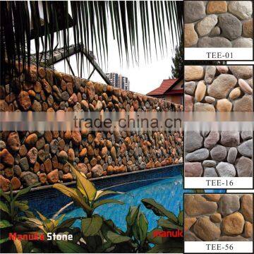 Big pcs light weight fire place artificial river stone for wall cladding