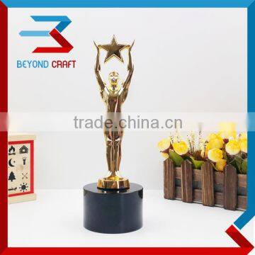 Hot selling Wholesale China Golden Metal Oscar Trophy With Black Crystal Base