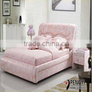 pink leather double bed PY-6602