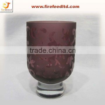 purple glass candle holder