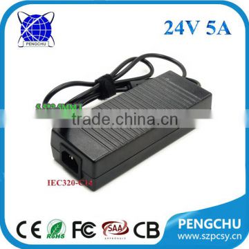 IEC320-C14 AC Inlet 110v~240v ac dc power supply 24v 5a with ce fcc