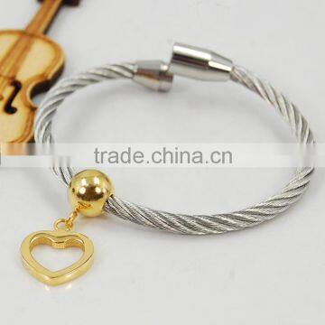 wholesale stainless steel steel rope bracelets bangle, magnetic clasp bracelet bangles