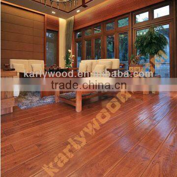 Good Quality Burma Teak Multi-layer Engineered Wood Flooring With Manual Hand-scraped Surface