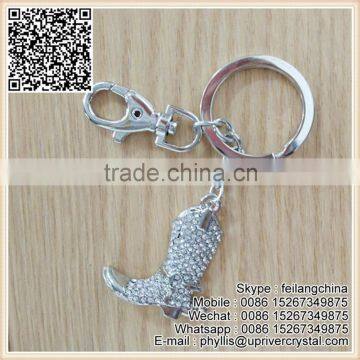 Fine Silver Shoes Keychain Crystal Diamond Key Ring For Promontion