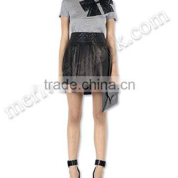 Ladies Fashion Leather Pleated Skirts