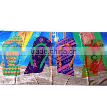 100% cotton reactive printed velour beach towel